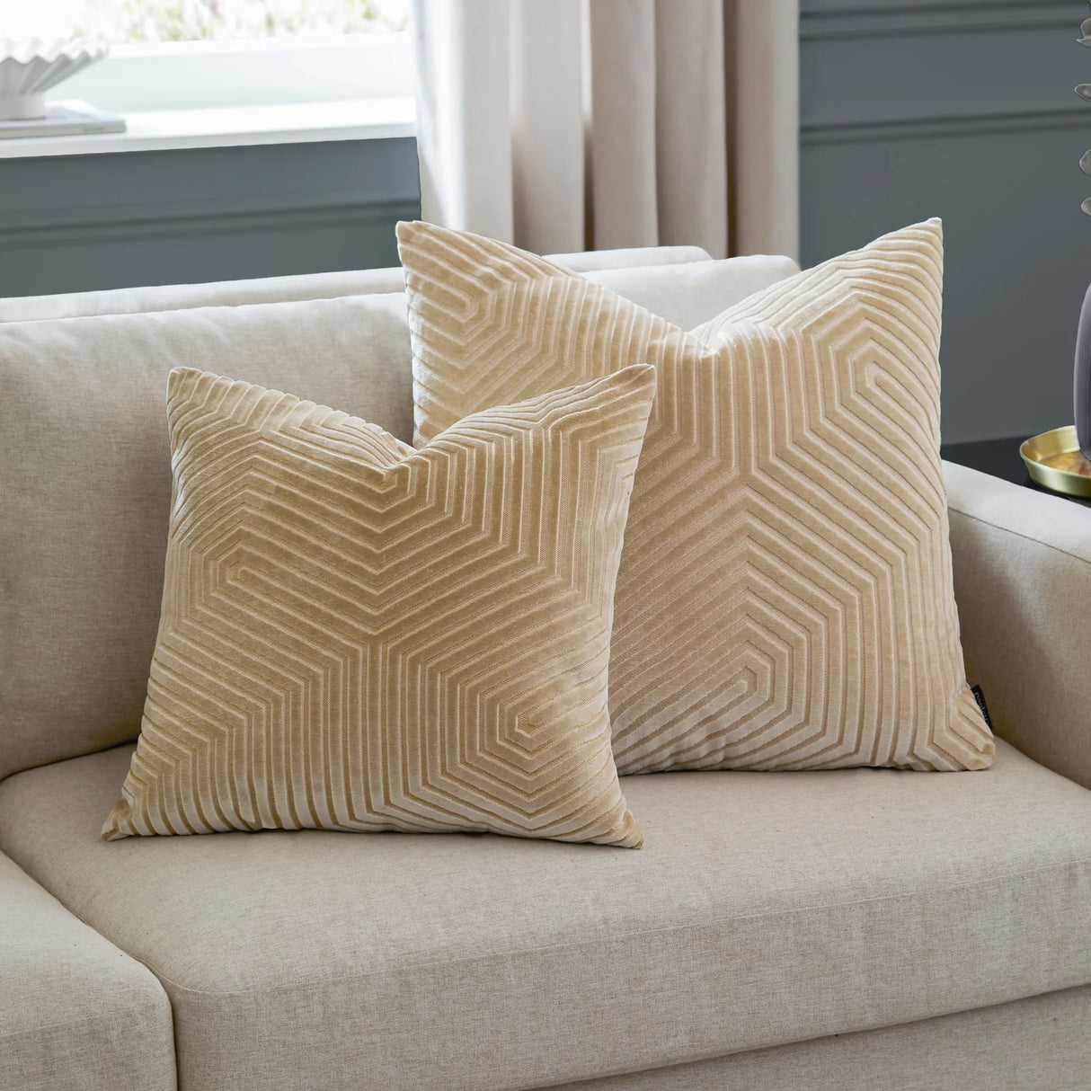 Evoke Cut Velvet Cushion Cover Ivory 55 x 55cm - image 6