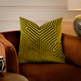 Evoke Cut Velvet Cushion Cover Olive - image 1