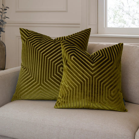 Evoke Cut Velvet Cushion Cover Olive - image 6