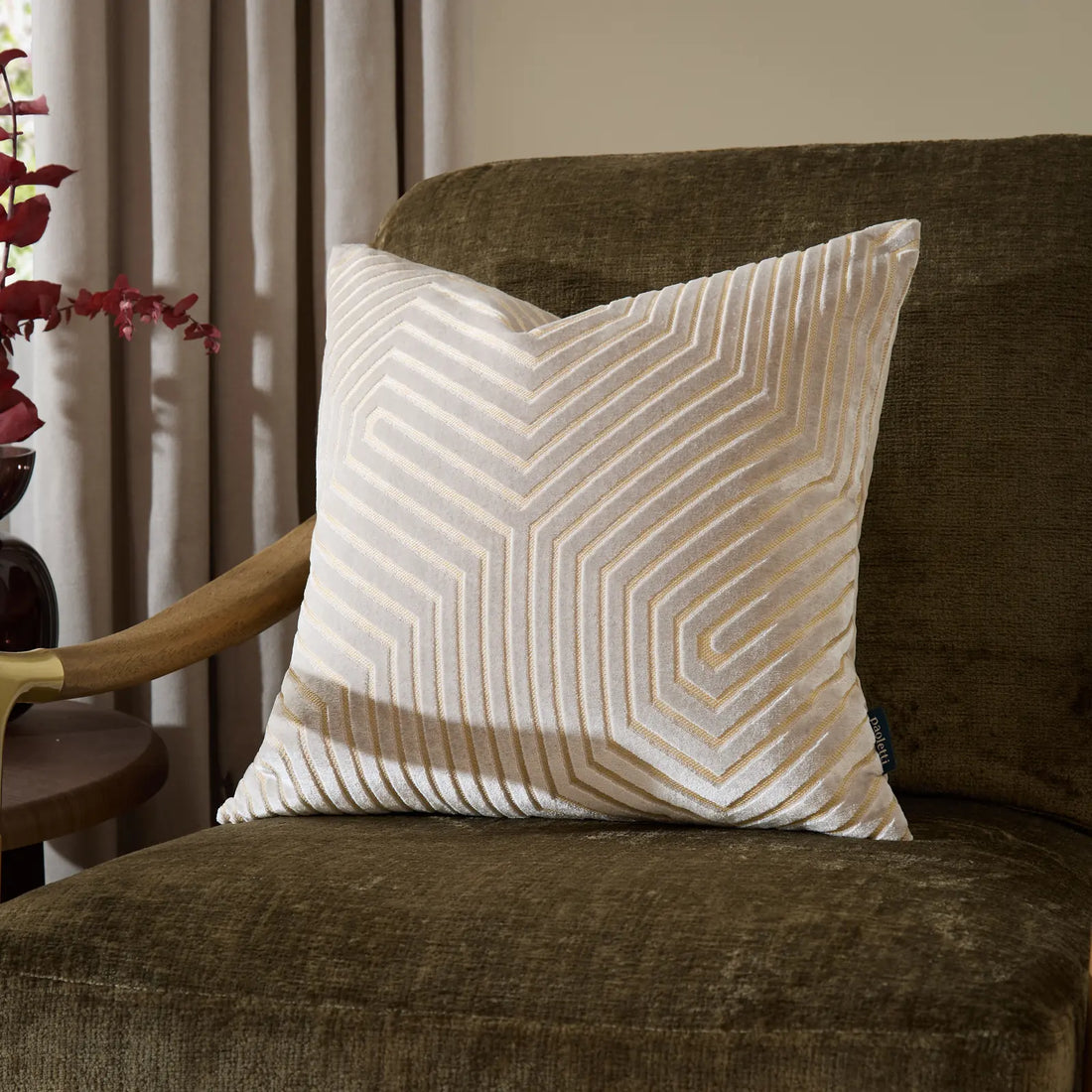 Evoke Cut Velvet Cushion Cover Oyster