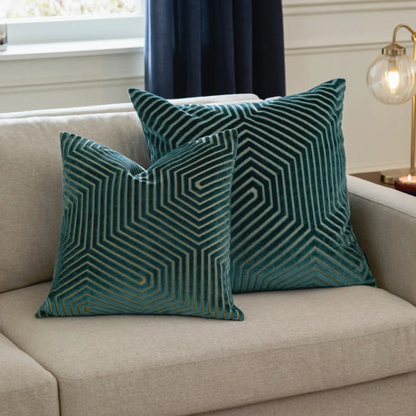 Evoke Cut Velvet Cushion Cover Teal 55 x 55cm - image 6