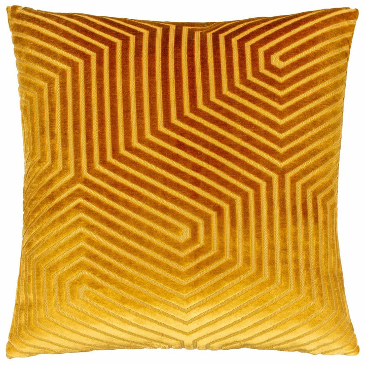 Evoke Cut Velvet Gold Cushion Cover 18" x 18" - Ideal