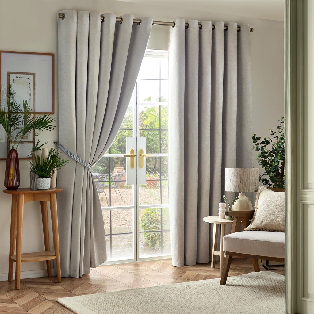 Chenille Blackout Lined Eyelet Curtains by Alan Symonds