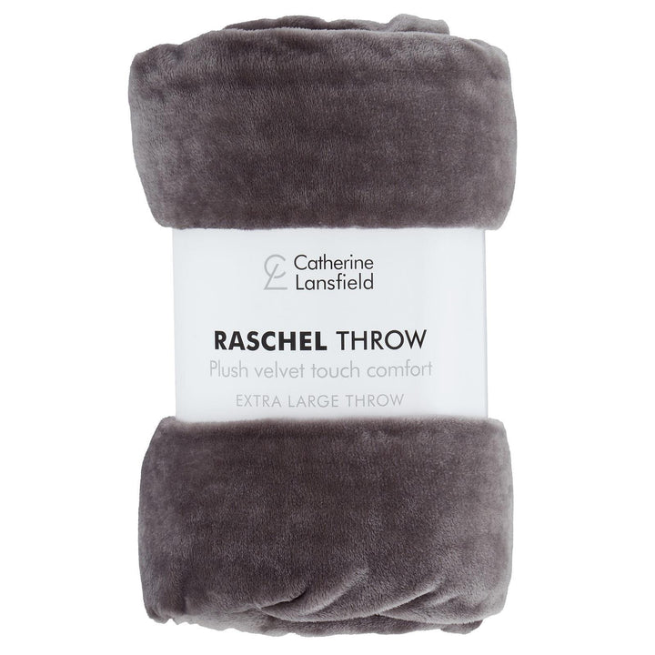Extra Large Plain Raschel Throw Charcoal - Ideal