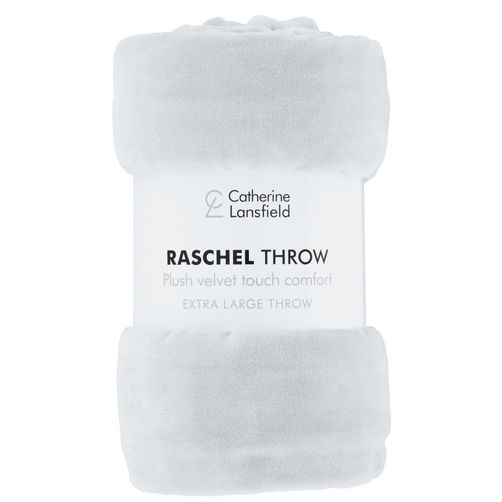 Extra Large Plain Raschel Throw Silver - Ideal