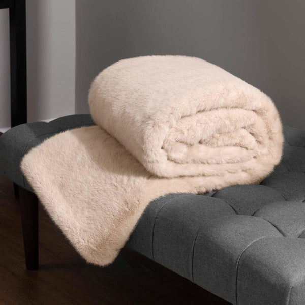 Stanza Faux Fur Throw Brulee