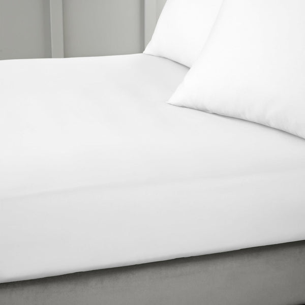 400TC Cotton Sateen Fitted Sheet White