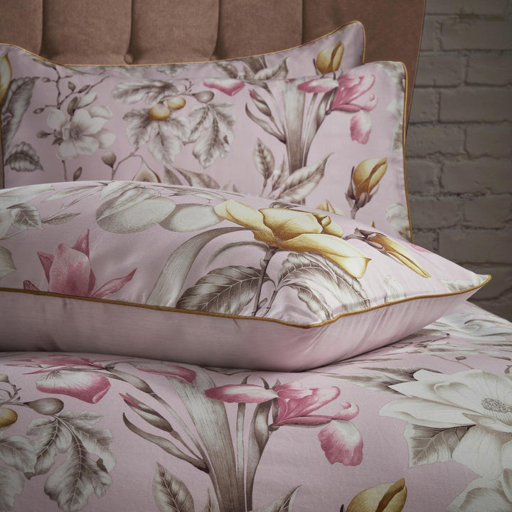 Lavish Floral Blush Cotton Sateen Pillowcase Pair - Ideal