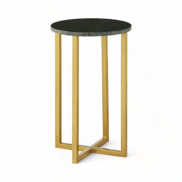 Green Marble & Gold Minimalist Side Table