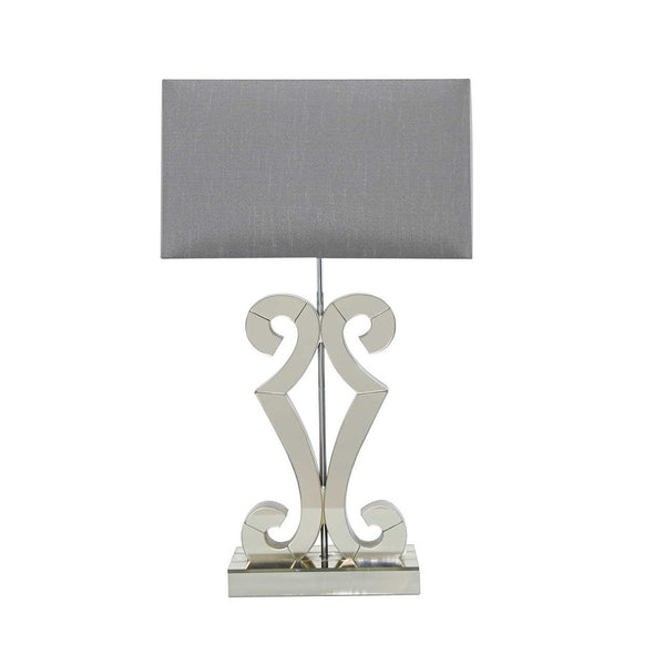 Table Lamp Gold Glass Grey Fabric 68.5cm
