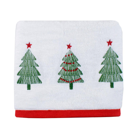 Fusion Christmas Trees Beige Festive Hand Towel Pair 4