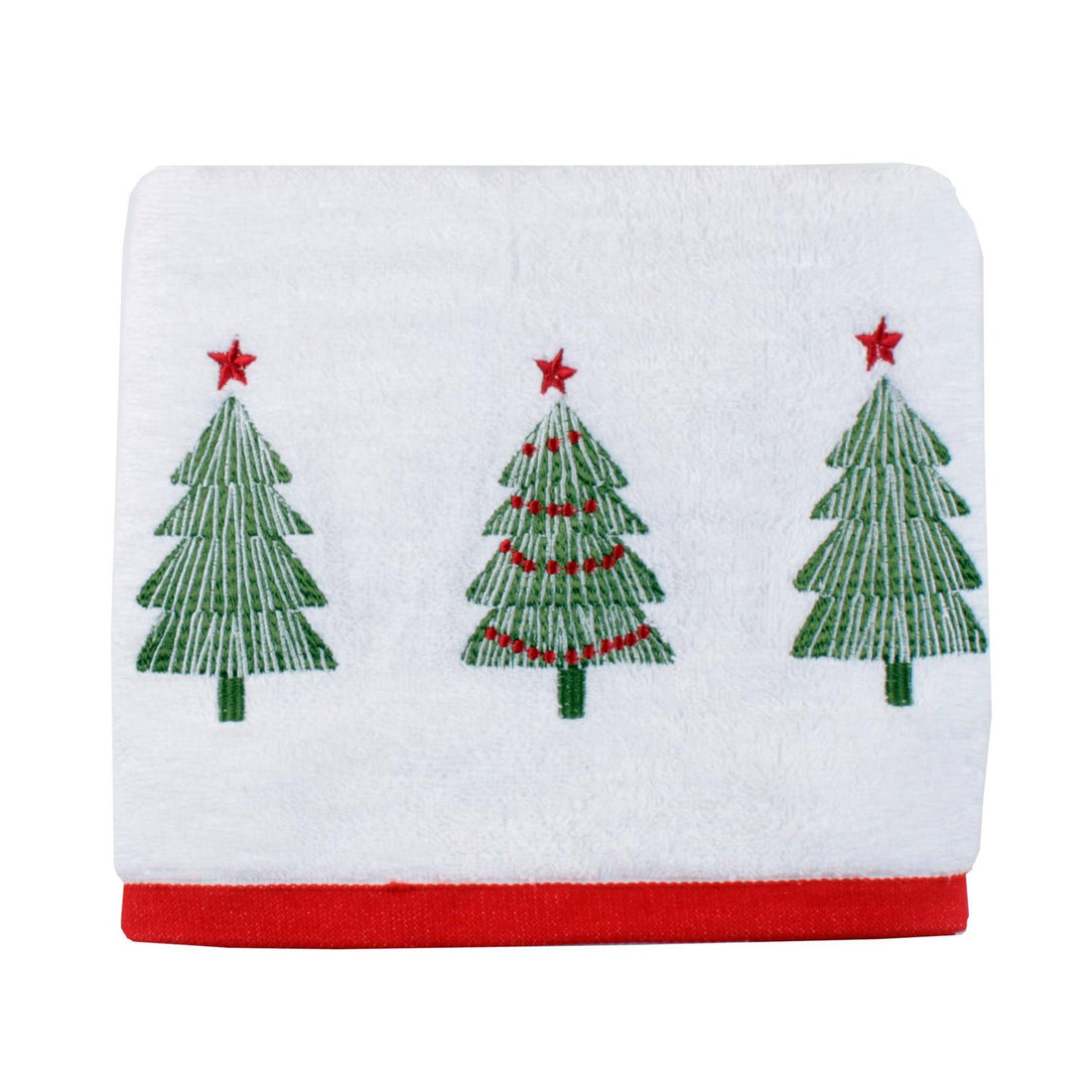 Christmas Trees Beige Festive Hand Towel Pair
