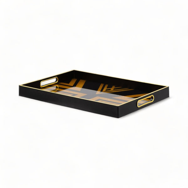 Black & Gold Art Deco Rectangular Tray