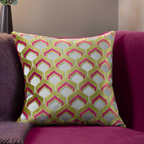 Ledbury Cushion Cover Lime + Pink