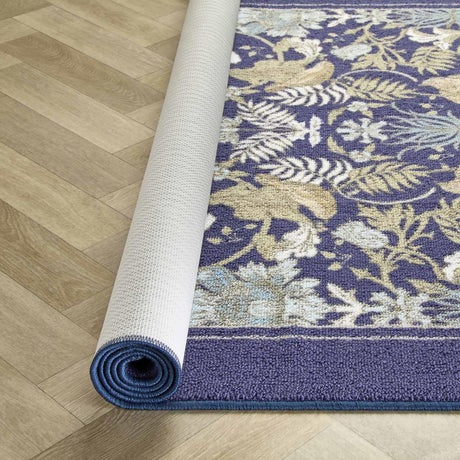 Dreams & Drapes Finch & Flower Navy Floral Washable Rug 120cm x 180cm 8