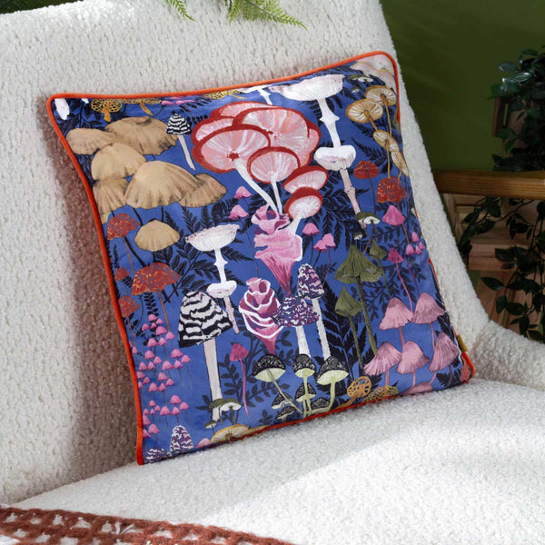 Amanita Mushroom Cushion Cover Cobalt