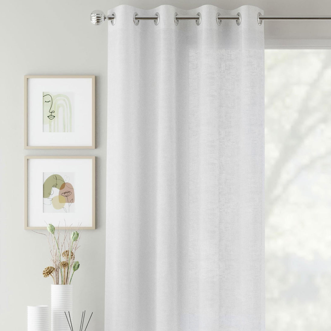Crete Eyelet White Voile Curtains Panel