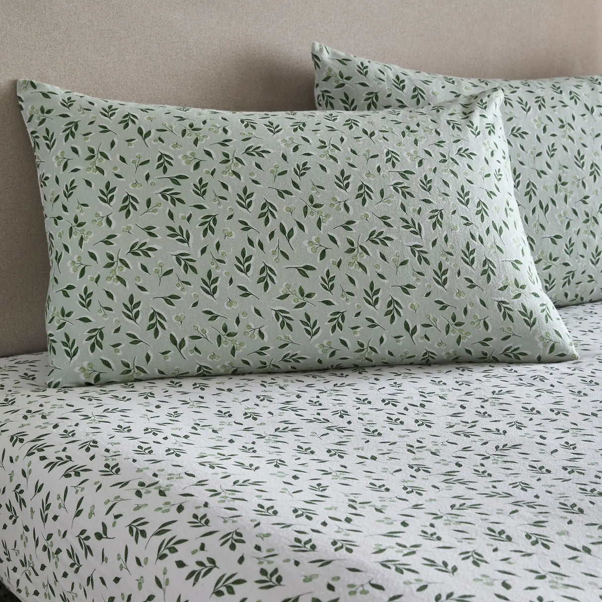 Falling Leaf White 100% Cotton 28cm Deep Fitted Sheet - main product image