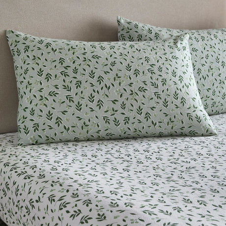 Falling Leaf White 100% Cotton 28cm Deep Fitted Sheet - main product image