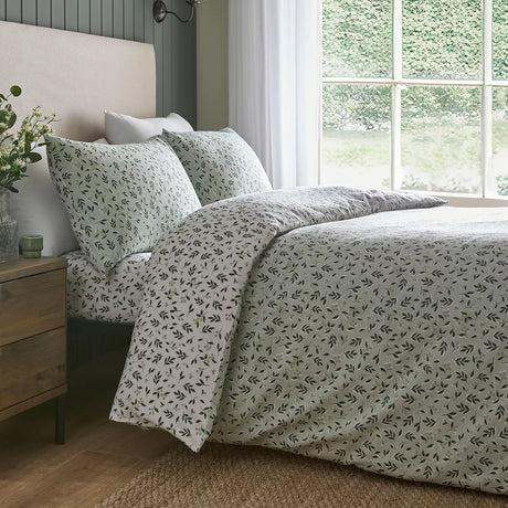 Falling Leaf White 100% Cotton 28cm Deep Fitted Sheet - product image 3
