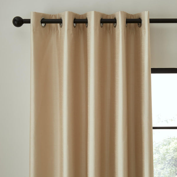 Faux Silk Blackout Eyelet Curtains Champagne - Ideal