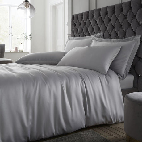 Catherine Lansfield Silky Soft Satin Duvet Cover Set - Silver
