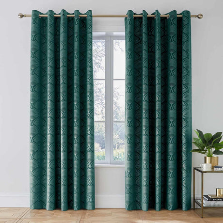 Art Deco Pearl Eyelet Curtains by Catherine Lansfield