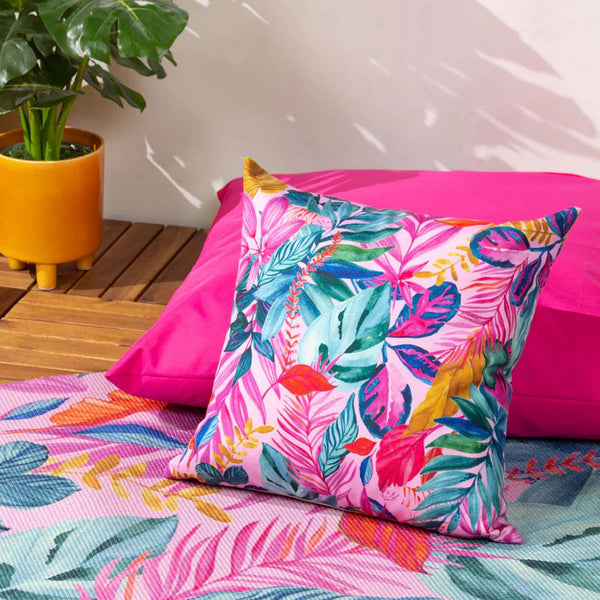 Psychedelic Jungle Outdoor Cushion Cover Hot Pink