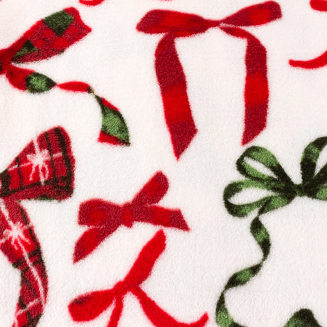 Festive Bows Printed Fleece Throw Berry/Pine 140 x 180cm - image 4
