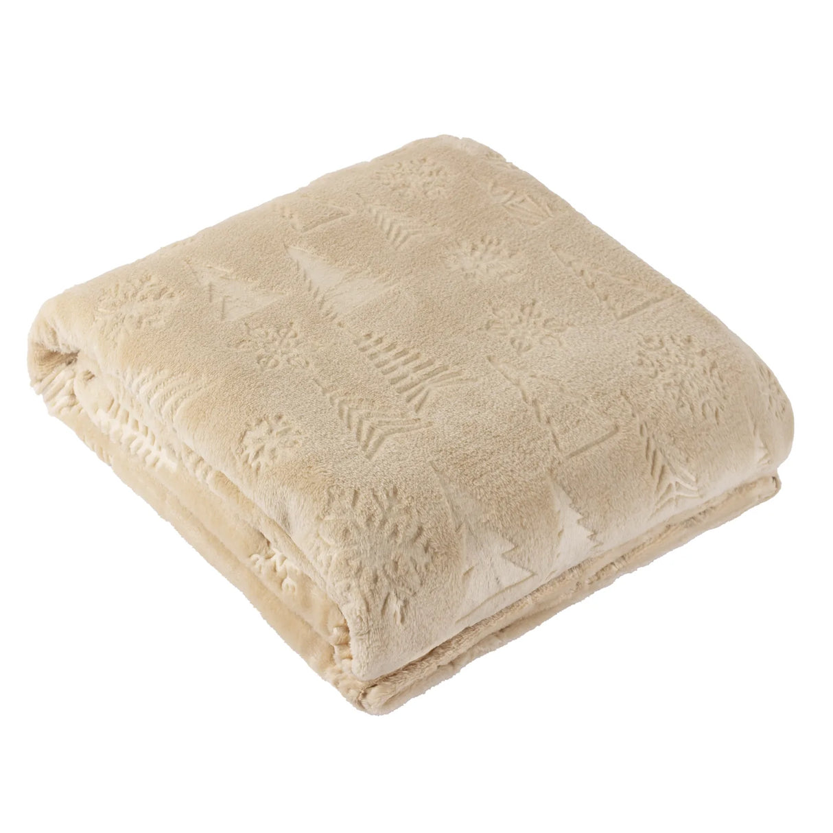 Festive Time Embossed Fleece Throw Natural 140 x 180cm - image 2