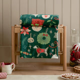 Festive Treats Printed Fleece Throw Emerald 130 x 150cm - image 1
