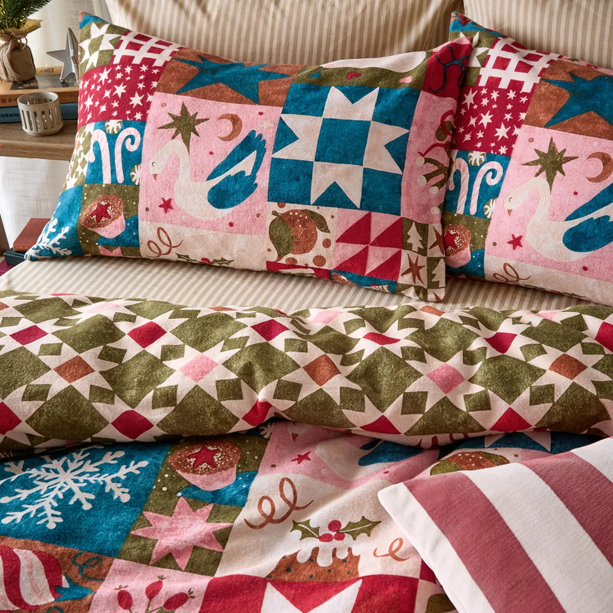 Fika Reversible Festive Duvet Cover Set image 3