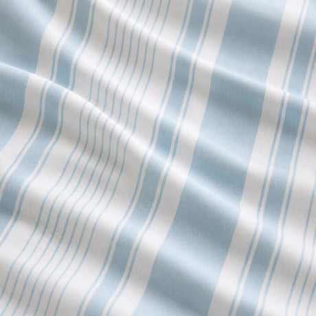 Macro close-up of the blue fabric on the Finlay Stripe Polycotton Duvet Cover Set