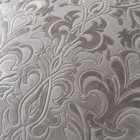 Macro close-up of the silver grey Firenza velvet jacquard fabric texture