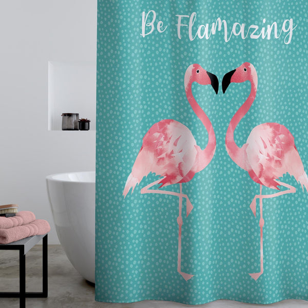 Flamingo Teal Shower Curtain - Ideal