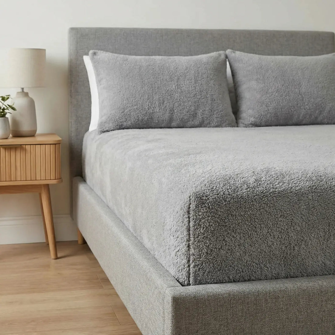 Teddy Silver Fleece Fitted Sheet 30cm Deep