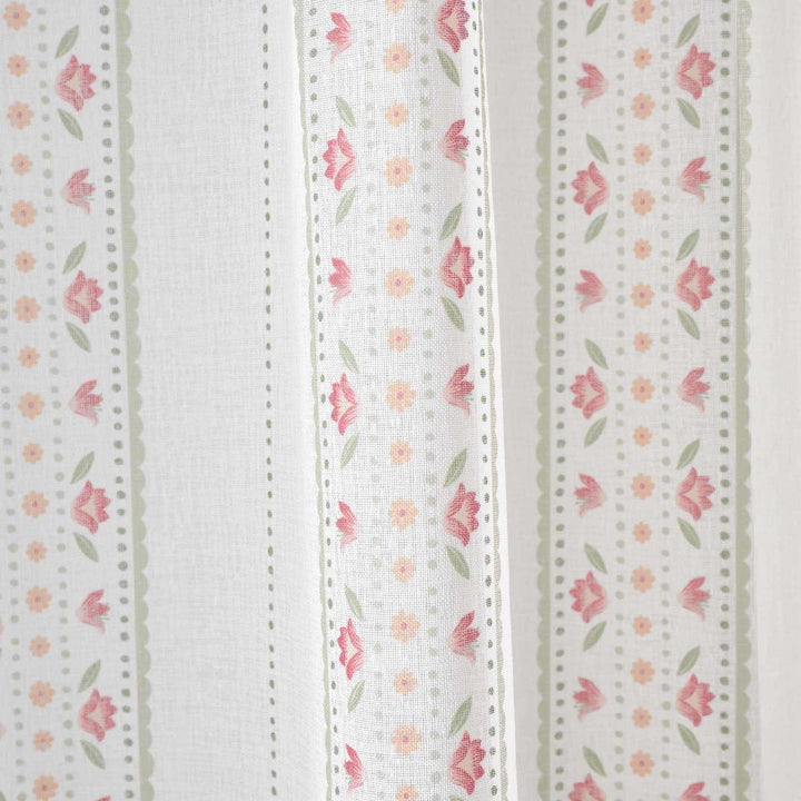 Floral Stripe Voile Curtain Panel - Ideal