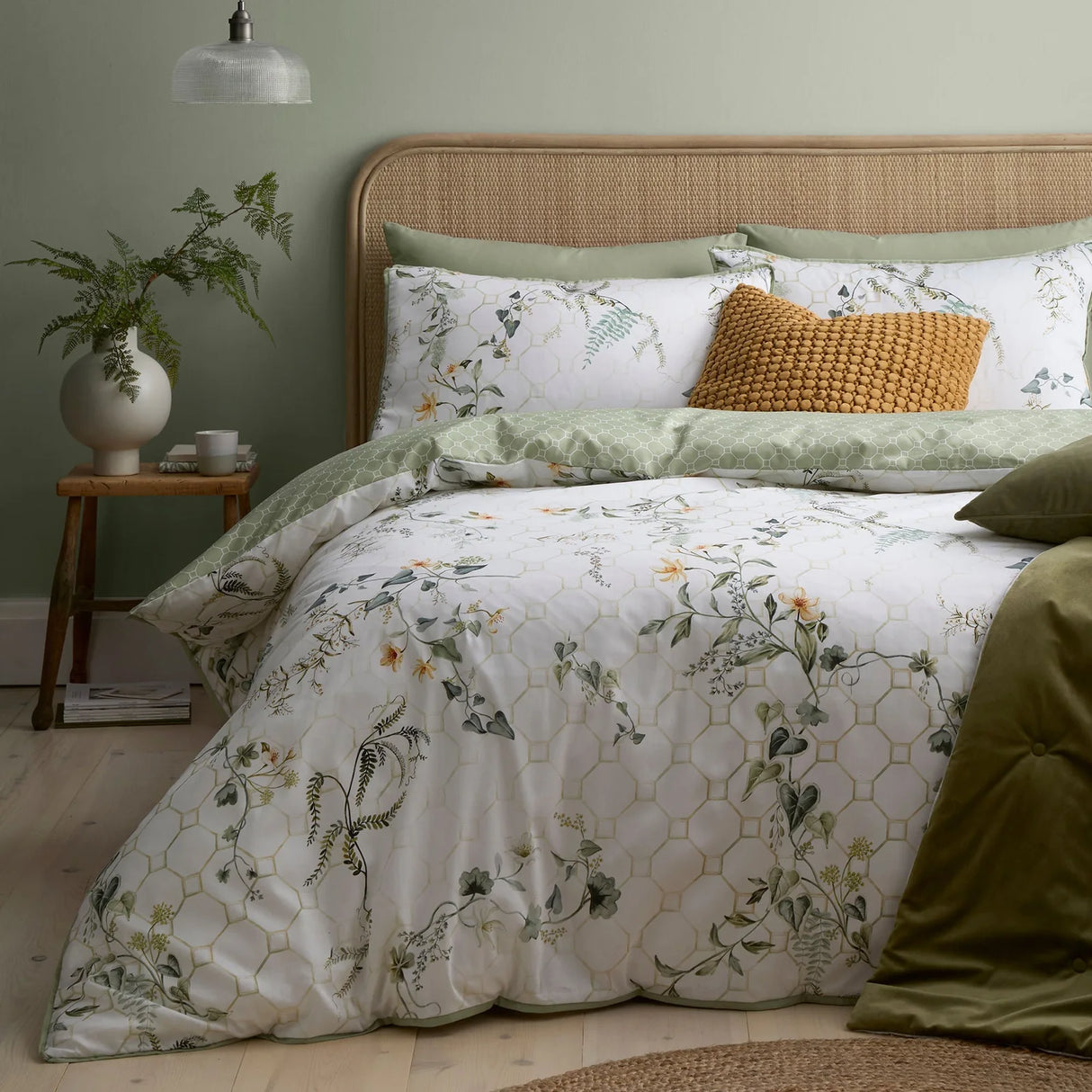 Floral Trellis Green 100% Cotton Duvet Cover Set - product image 5