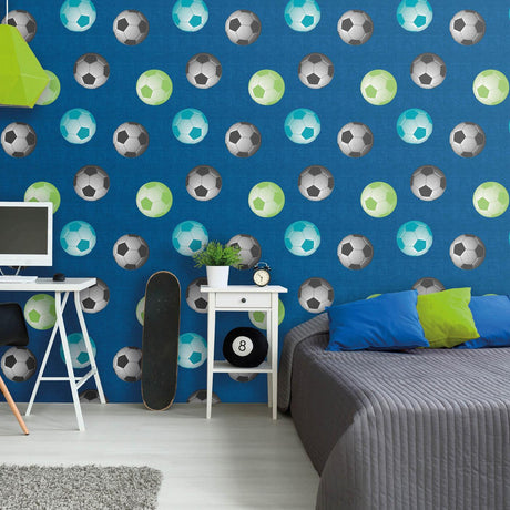 Catherine Lansfield Football Wallpaper Blue