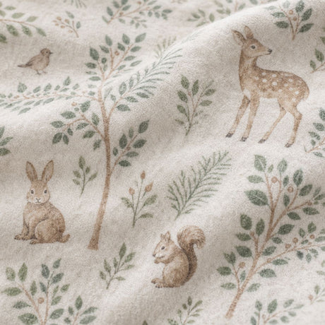 Macro close-up of the brushed cotton flannelette fabric on the Forest Animals Flannelette Brushed Cotton Duvet Cover Set