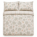 Overhead flat lay of the Forest Animals Flannelette Brushed Cotton Duvet Cover Set with two matching pillowcases