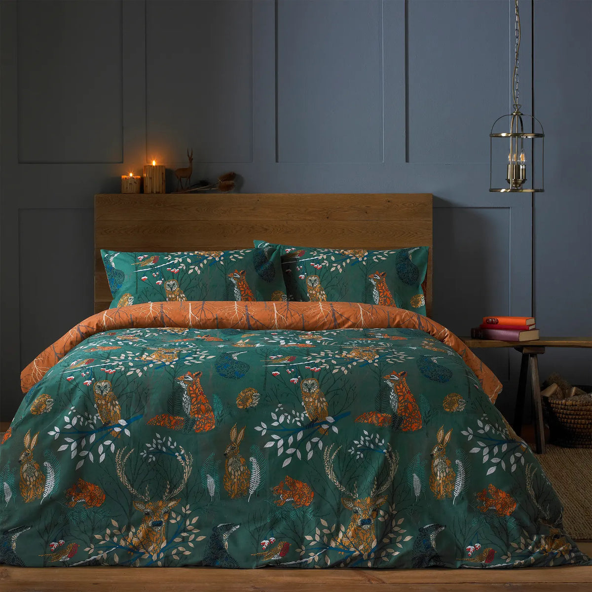Forest Fauna Emerald Duvet Cover Bedding Set - additional product view 1