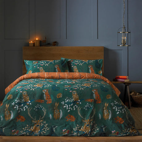 Forest Fauna Emerald Duvet Cover Bedding Set - additional product view 1