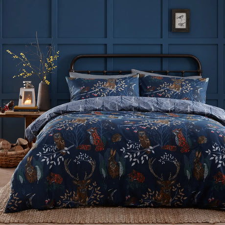 Forest Fauna Navy Duvet Cover Bedding Set - additional product view 1