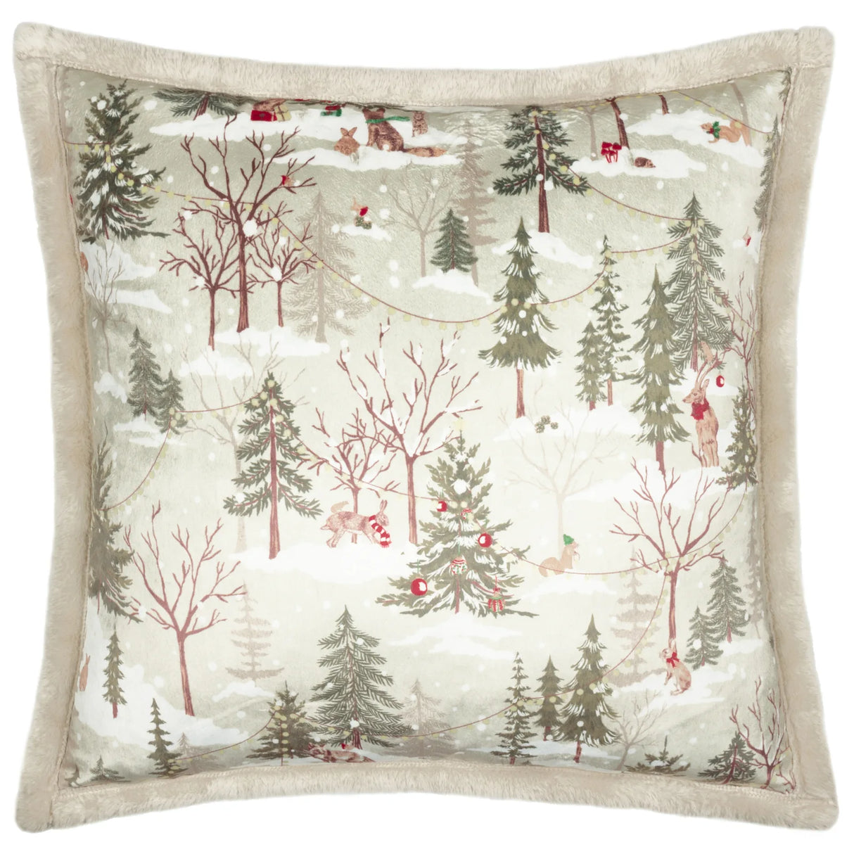 Forest Festivities Velvet Cushion Cover Natural 50 x 50cm - image 2
