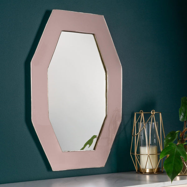 Framed Octagonal Wall Mirror Pink - Ideal