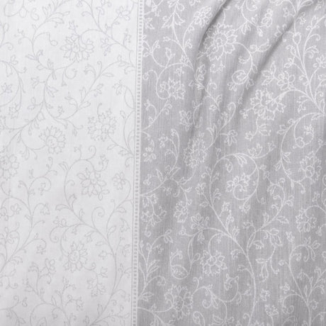 Macro close-up of the grey fabric on the Frampton Floral Polycotton Duvet Cover Set