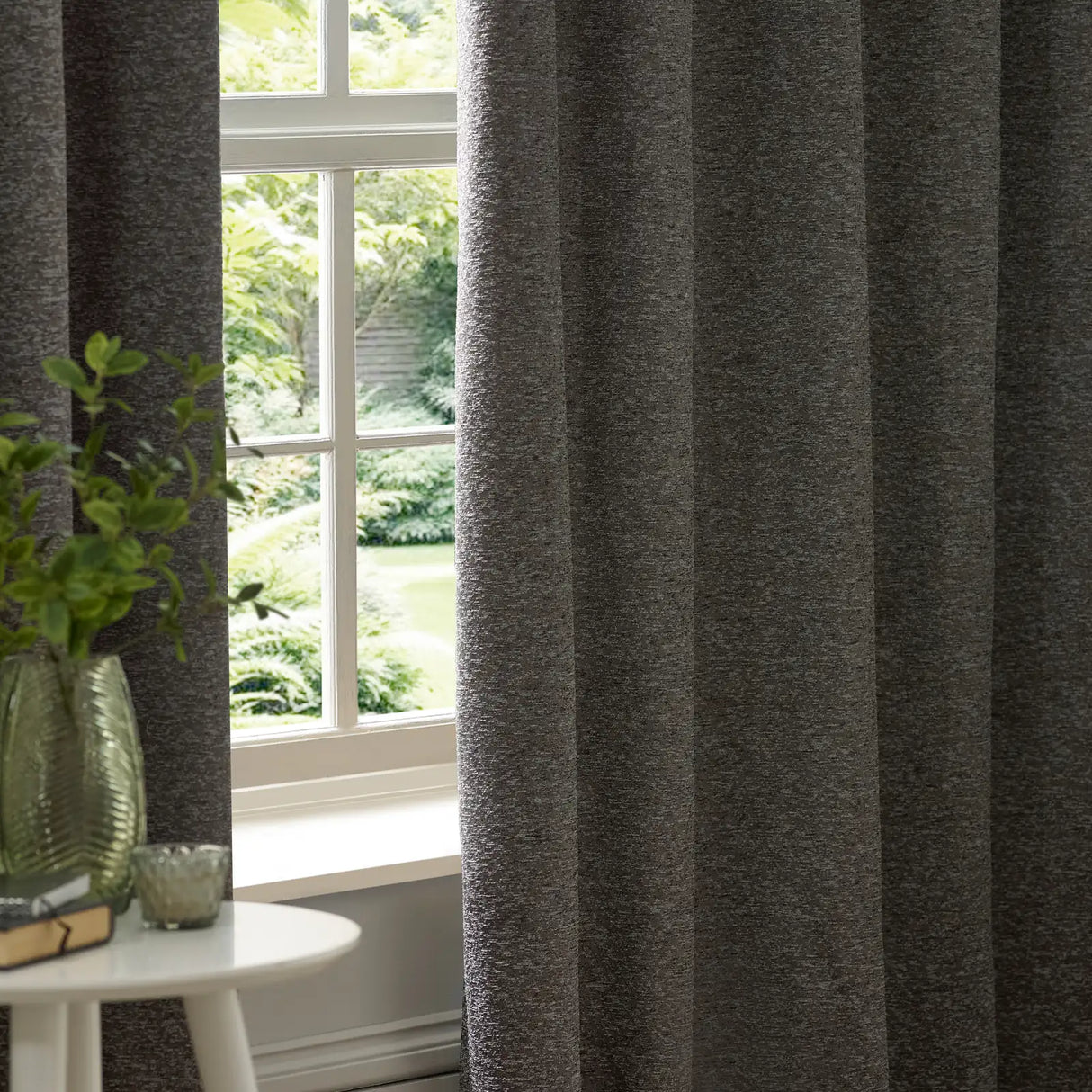Galaxy Fully Lined Chenille Eyelet Curtains Charcoal - image 5