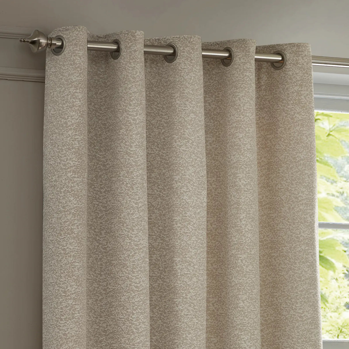 Galaxy Fully Lined Chenille Eyelet Curtains Ivory - image 3