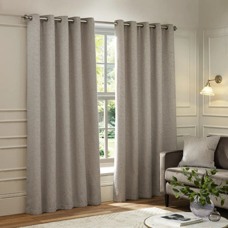 Galaxy Fully Lined Chenille Eyelet Curtains Silver - image 2